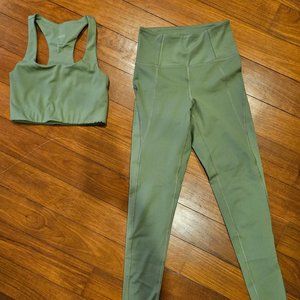 Girlfriend Collective Olive Paloma Bra + High rise full length leggings